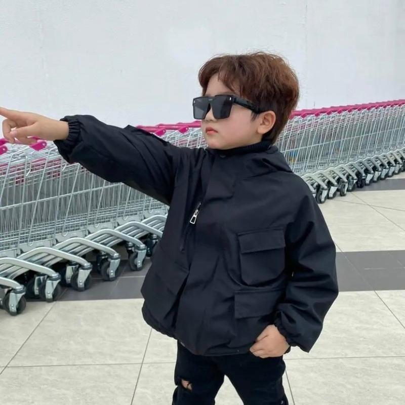 Áo khoác gió kaki lót lông 3 túi hộp siêu ngầu cho bé trai, bé gái 4