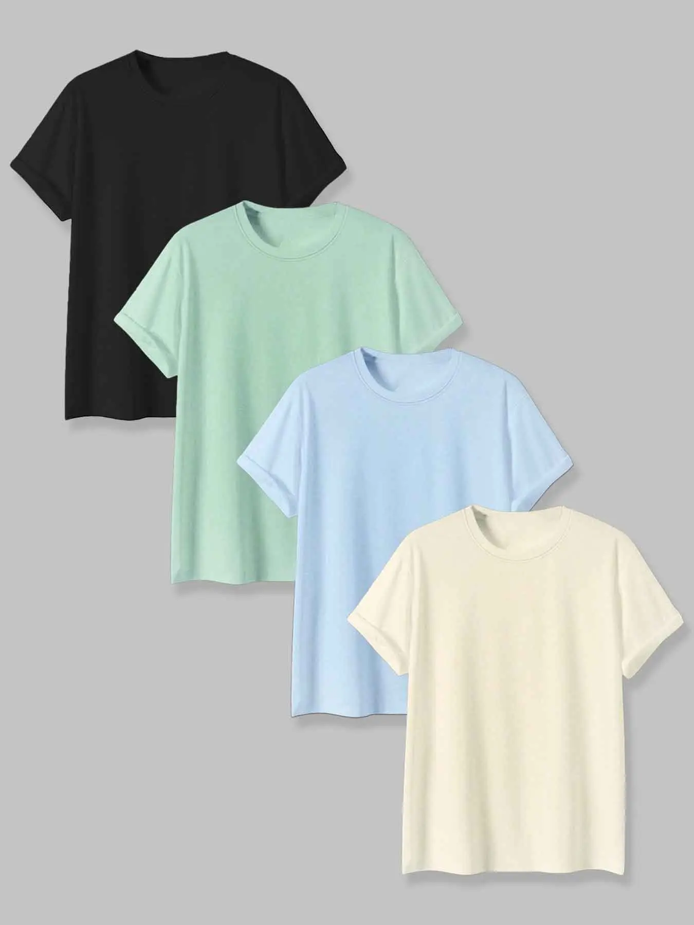 Men's Solid Color Round Neck Tee, Regular Fit Casual Short Sleeve Crew Neck T-Shirt for Summer, Fashion Men's Top for Daily Wear, Tropical
