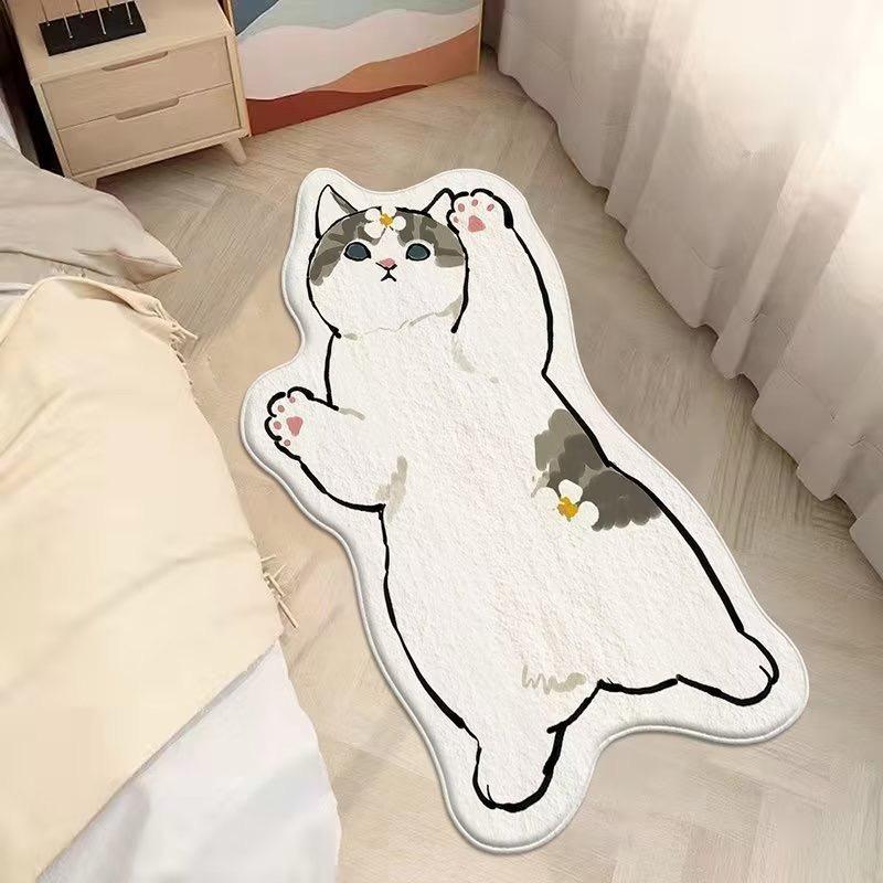 Product Introduction of 40*60cm Crystal Velvet Carpet Cute Cat Plush Bed Rug Living Room Bedroom Floor Mat Machine Washable Rug Window Mat 3