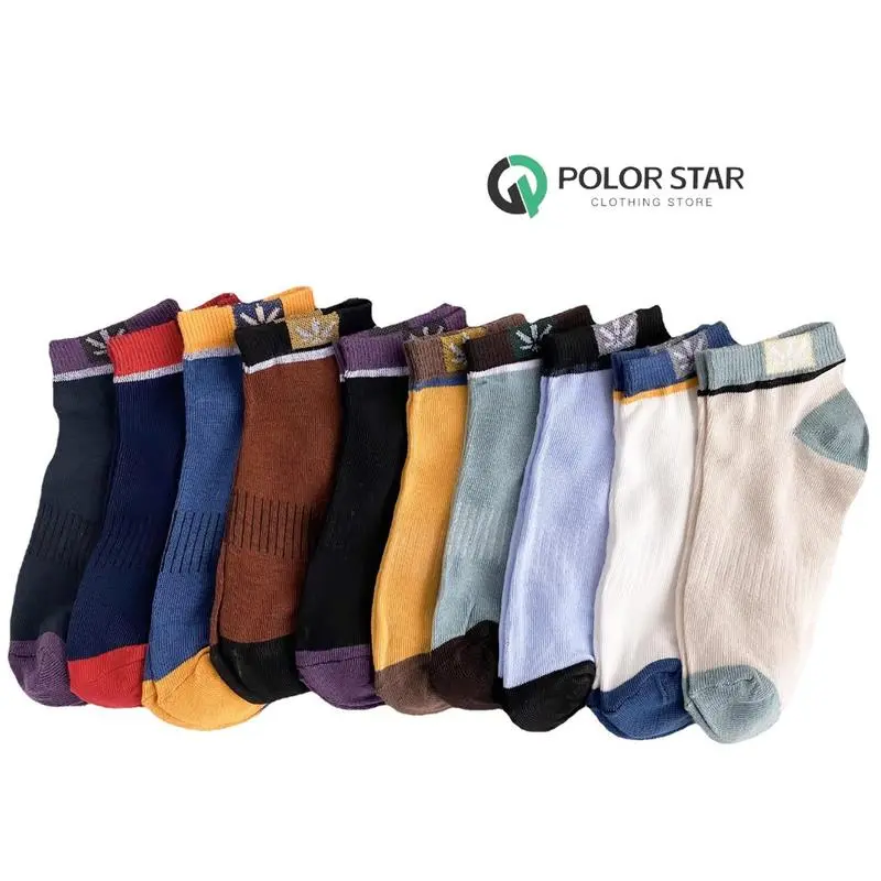 Kaus kaki bernapas berkualitas tinggi untuk olahraga dan mode dalam warna bisnis dengan desain daun maple - 10 pasang 4