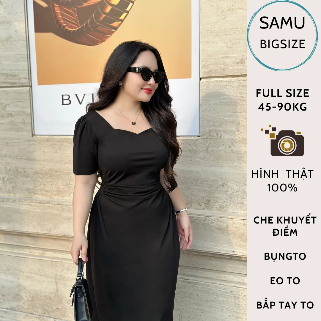 Đầm thun bigsize nữ dáng dài SAMU BIGSIZE đi tiệc 45-90kg thiết kế cao cấp sang chảnh đầm  slay che bắp tay