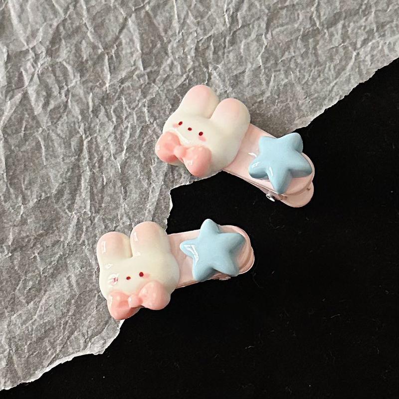 Product Introduction of 2PCS Cute Bunny Star Hair clips Japanese High Appearance Level Sweet Girl Broken Hair Bangs Hairpin Accessories 6