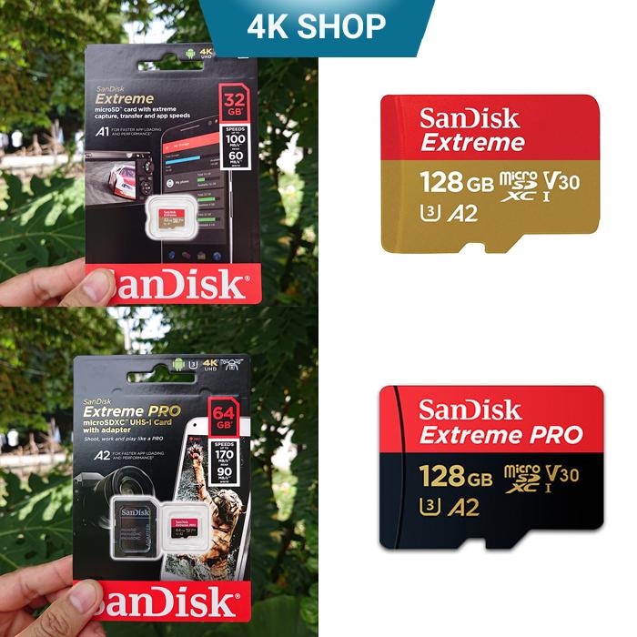 Thẻ nhớ Camera Micro SD Sandisk Extreme Pro 64G 128G U3 V30 cho quay phim 4K Cao Su Phụ Kiện Phụ Kiện