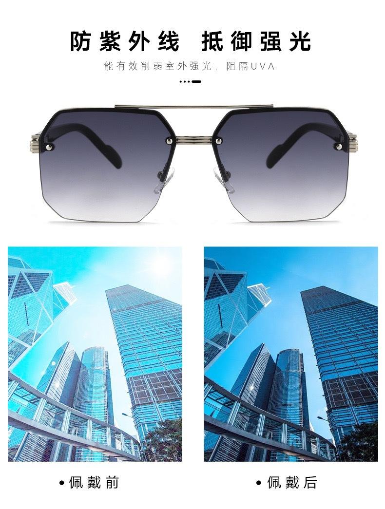 Product Introduction of Sunglasses 2024 new model for boys, with a big face and slim appearance while driving. Advanced UV resistant half frame sunglasses with a square frame 6