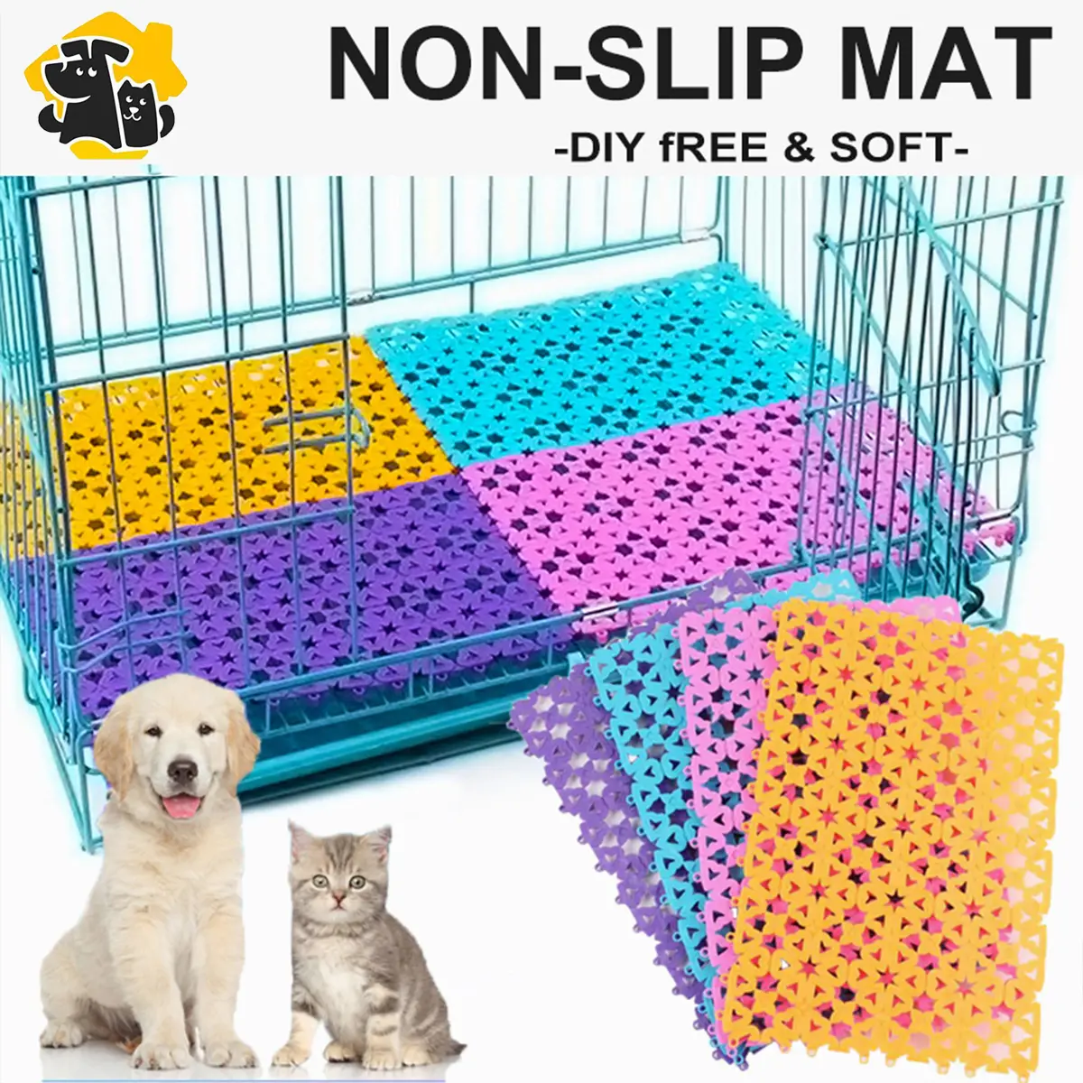 Pet Dog Cat Pad Mesh Mat Bathroom Non-slip Mats Pad Multifunctional Splicing Plastic Mat