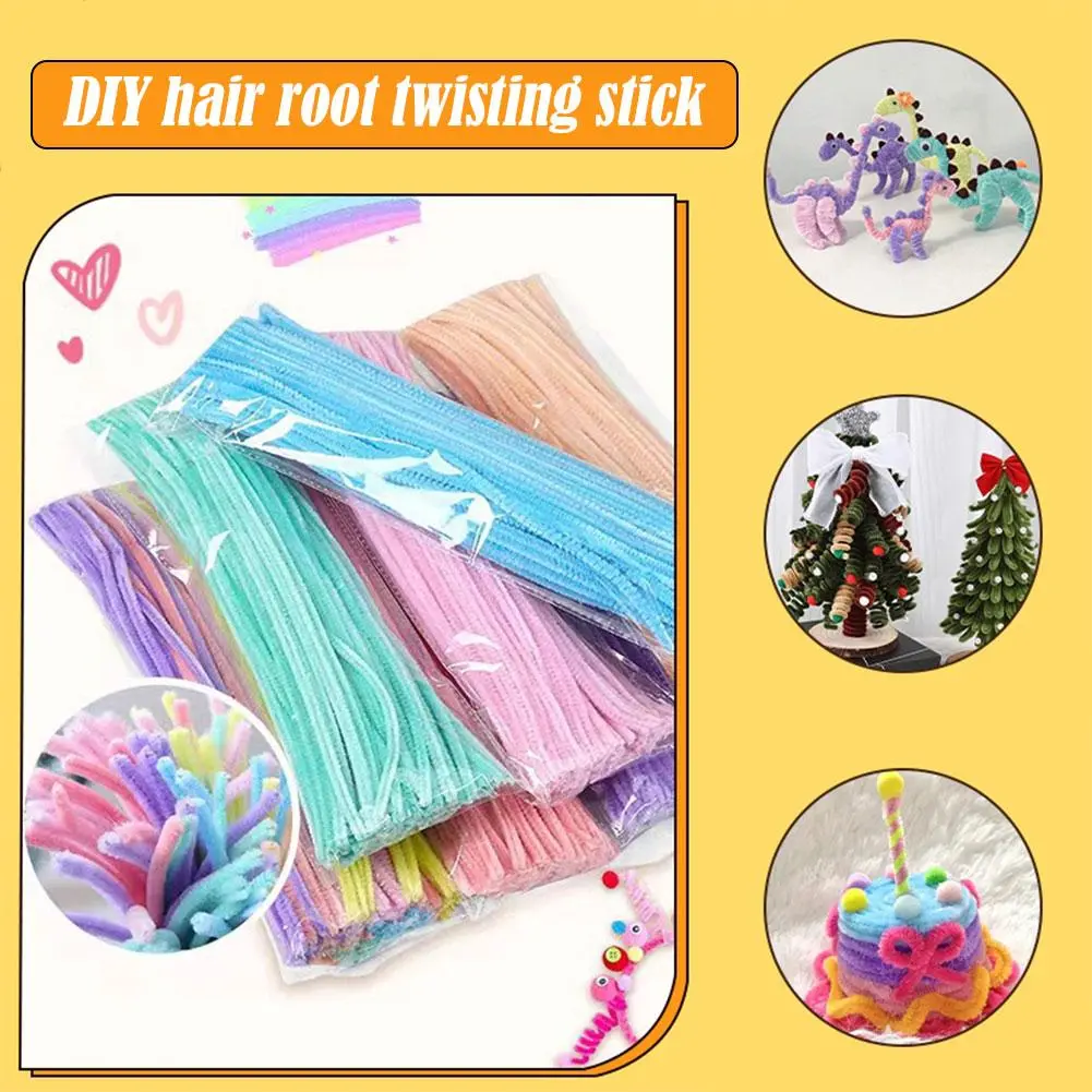 Kid Plush Twist Stick Educational Toys DIY Craft Supplies Colorful Chenille Stems Twist Wire N4X3