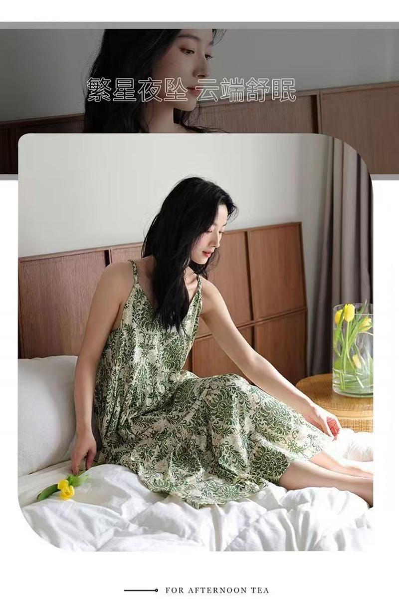 Product Introduction of Summer new product with chest cushion, suspender nightgown, women's ice silk sleepwear, jumpsuit, home wear 2