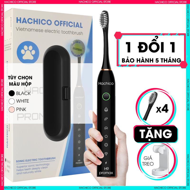 Bàn chải đánh răng điện Hachico H9 Promax bảo hành 1 đổi 1, lông chải mềm mại, chăm sóc răng miệng giúp răng trắng sáng sạch sâu và hộp đựng chuyên dụng tiện ích khi di chuyển