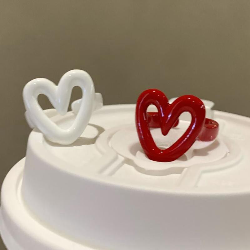 Product Introduction of Vintage Metal Red Open Ring Enamel Heart Gift Y2K Opening Rings Elegant Adjustable Ring Gift 12