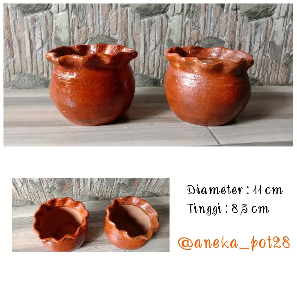 pot bunga melengkung (gerabah)