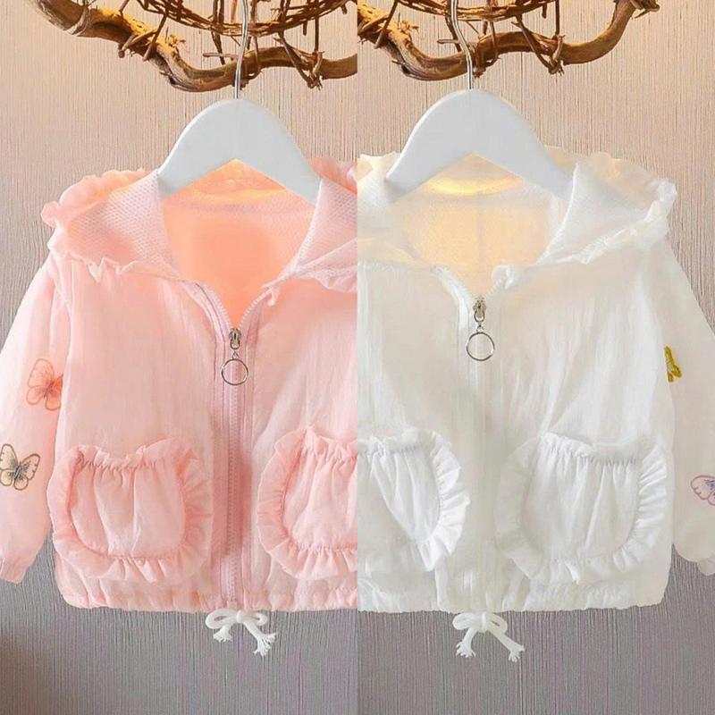 Áo khoác gió 2 lớp chất vải gió nhăn siêu nhẹ chống nắng gió siêu xinh cho BonBon.St gái 1 tuổi em bé sơ sinh choàng