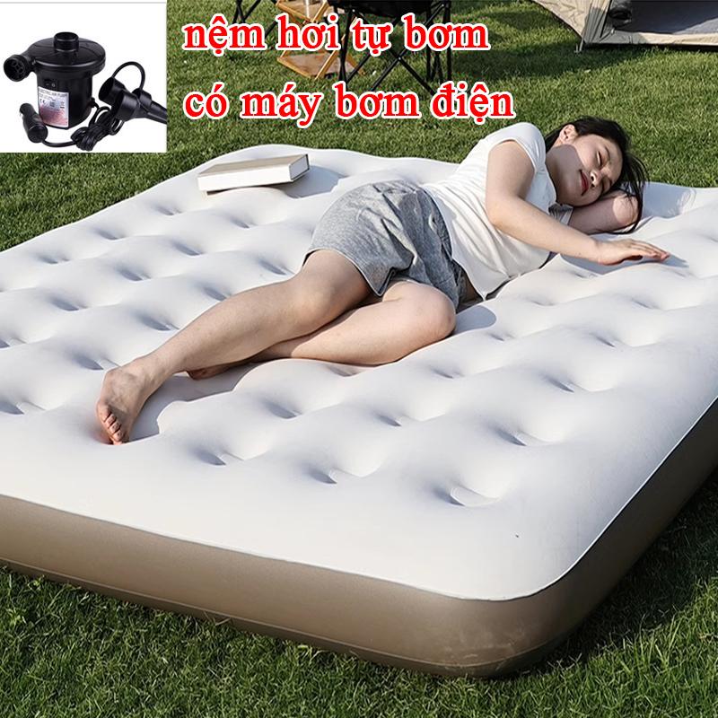Nệm hơi tự bơm 1m95*1m5 cho 2-3 người  có bơm điện  Đệm hơi dày  20cm Dùng Đi Cắm Trại Hoặc Ở Nhà Bag Nam Túi