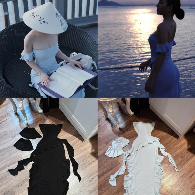 ĐẦM ỐNG TUA TUA KÈM ỐNG TAY đi biển xẻ tà hai bên