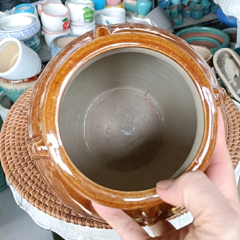 bình rự cần. gốm sứ xưa. có thể khoan lỗ trồng cây. cắm hoa trang trí nhà. kích thước. cao 24 x Phủ bì miệng 13x lòng trong miệng 10 cm. size trung 4 lít 3