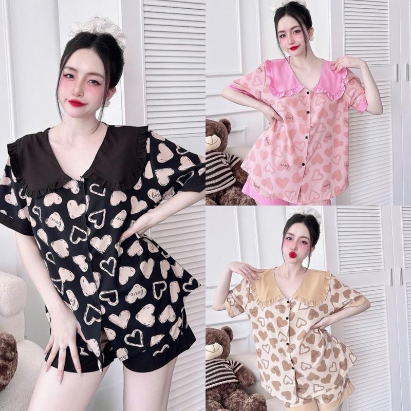 Đồ ngủ Bigsize đùi 50-100kg chất lụa hàn mát mịn hoạ tiết dễ thương lưng mặc