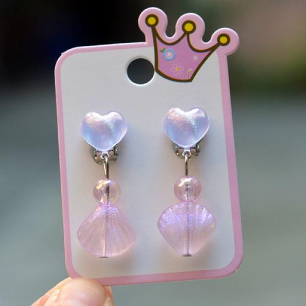 Product Introduction of Ear Clip No Pierced Student Cute Shell Jelly Love Decorative Earrings Little Girl Girl Ear Rings 13