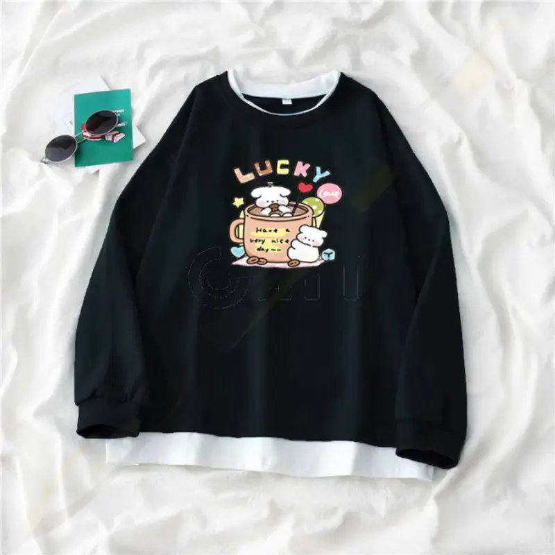 FREESHIP Sét áo nỉ phối gấu trắng Cún Lucky và quần bom chun,Áo nỉ Unisex from rộng, thiết kế phong cách hàn quốc   Geme Fashion 6