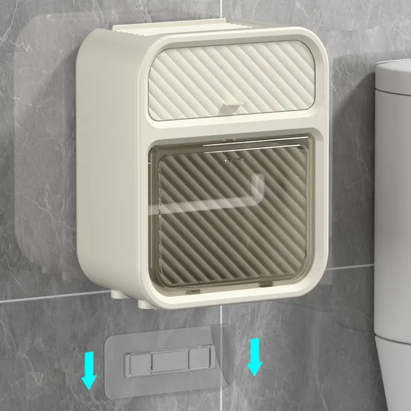 giadunghb Hộp đựng giấy vệ sinh treo tường 2 trong 1, hộp đựng giấy đa năng chất liệu ABS + PP cao cấp chống nước 6