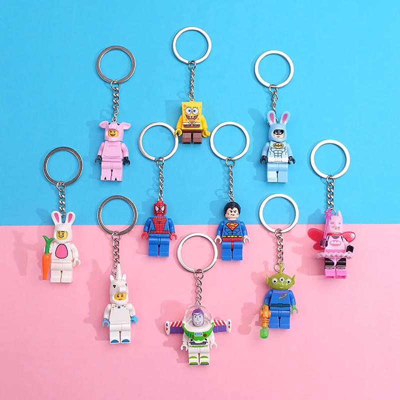 Product Introduction of Anime Building Blocks Model Keychain Little Doll Cartoon Cute Keyring Anime Peripherals Toys For Kids Boys Girls Gift 14