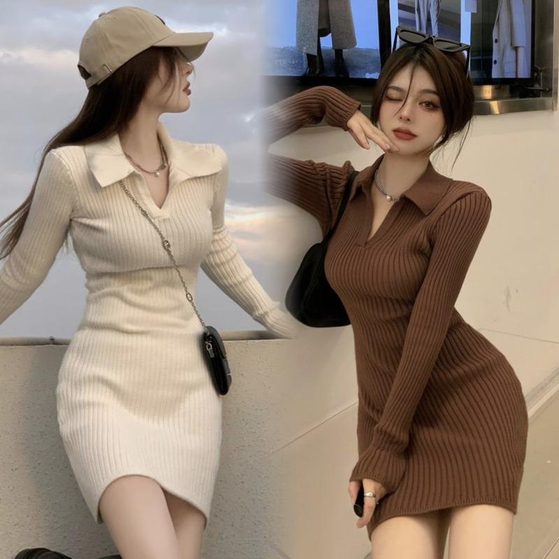 Váy Bodycon Dệt Kim Dành Cho Nữ Ngoại Cỡ Mỏng Vừa Vặn Thích Hợp Cho Mùa Thu Và Mùa Đông Váy Phối Bên Trong Dễ Thương Và Gợi Cảm Hàng Mới Về 2023 Áo Len Mặc Trong