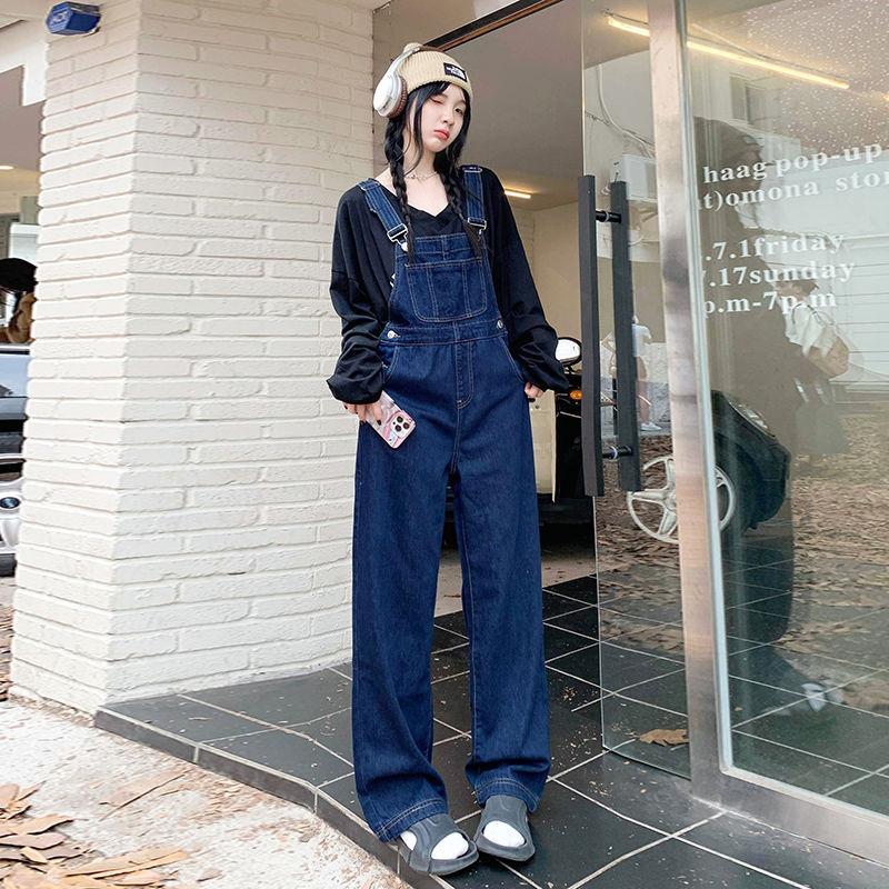 [Hàng chuẩn loại 1 - Sẵn từ S-XXL] Quần yếm jeans dài ống suông rộng phủ chân phối túi ngực Hàn Quốc cao cấp