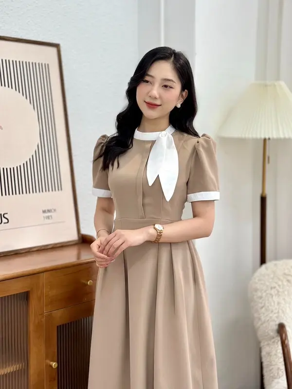 Váy Nữ Công Sở Thanh Lịch Thiết Kế Phối Cổ Nơ Có Bigsize Vp20 Women Dress 2