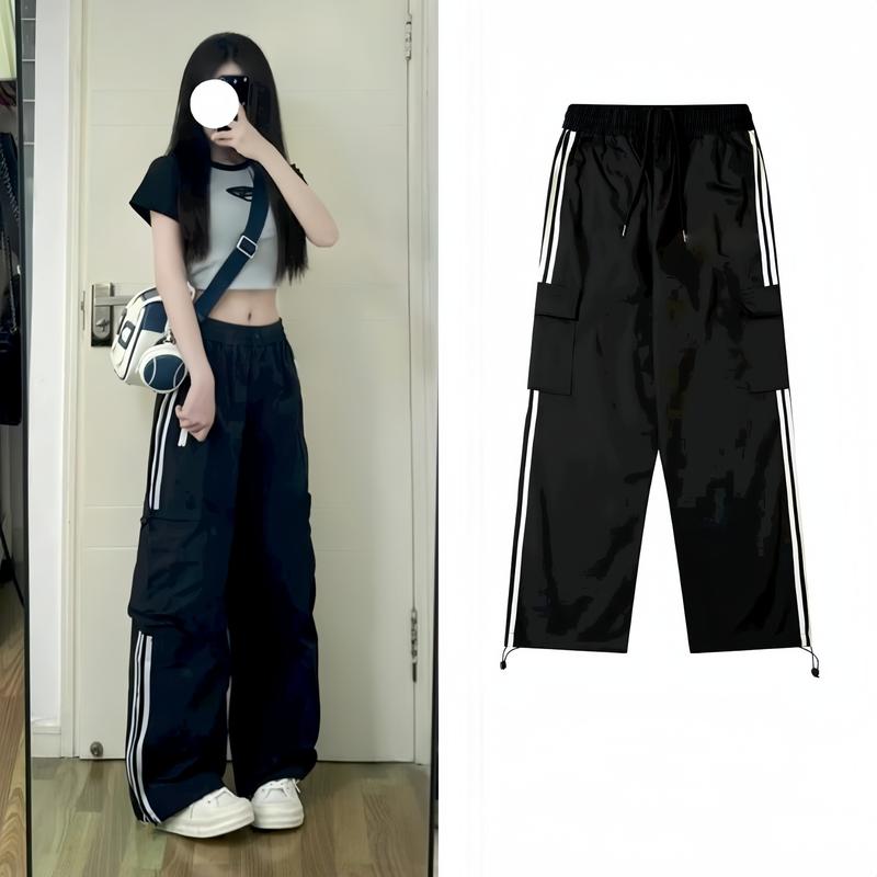 Quần Jogger Dù Ống Rộng Thể Thao 3 Sọc Nam Nữ Unisex