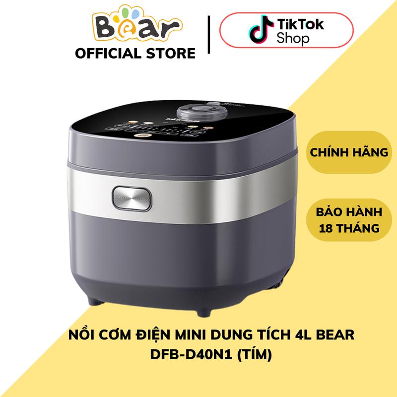 Nồi Cơm Điện Dung Tích 4L Bear DFB-D40N1, Màu Tím, Công Suất 800W, Cooker - Nấu Cơm Nhanh - Hỗ Trợ Nấu Ăn, Bảo Hành 18 Tháng