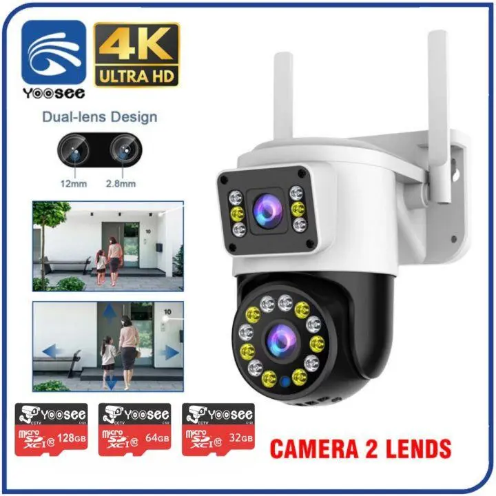Camera Yoosee Ngoài Trời 2 Mắt, Xoay 360 Độ, Ban Đêm Có Màu, Chống Nước, Báo Động wifi Q18
