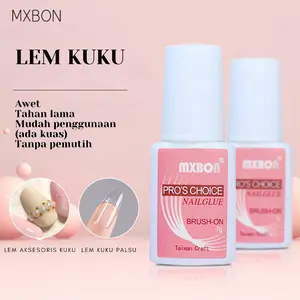 MXBON Lem Kuku Palsu Cair Kuat Tahan Lama Tanpa Lampu UV 7 Gram Pro's Choice Nail Glue Brush-On Awet Mudah Penggunaan
