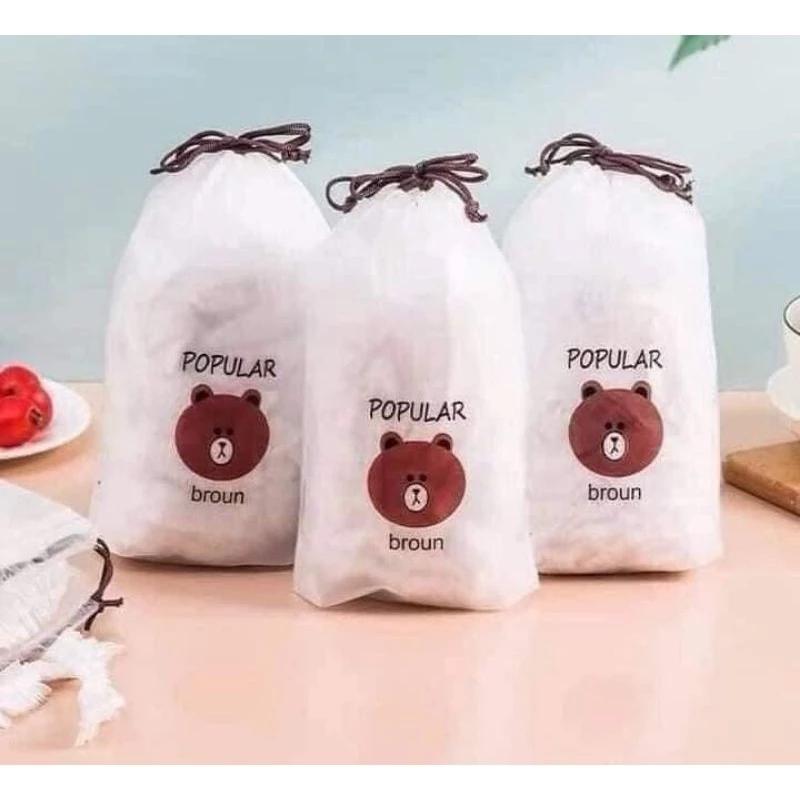 COMBO 5 Set 100 Màng Bọc Thực Phẩm Túi Gấu Màng Bọc Thực Phẩm Pe Có Chun Bọc Đồ Ăn Co Giãn Tái Sử Dụng 3