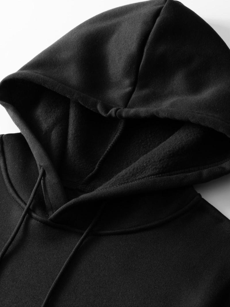 Product Introduction of Men's Skull & Letter Print Drop Shoulder Hoodie, Regular Fit Fashion Casual Drawstring Pocket Hooded Sweatshirt for Daily Holiday Outdoor Wear, Men Clothes for Fall & Winter 3