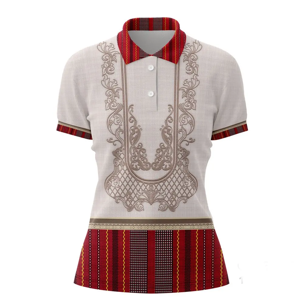 2025 Hot Sale Ethnic Tribal Retro Traditional Unisex Polo Shirt Fabric Menswear Polyester Top