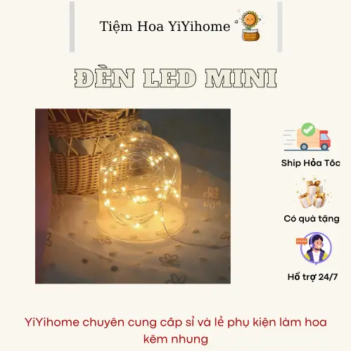 DÂY ĐÈN LED MINI 1M MÀU VÀNG, 7 MÀU BẰNG PIN TRANG TRÍ NHÀ CỬA DECOR