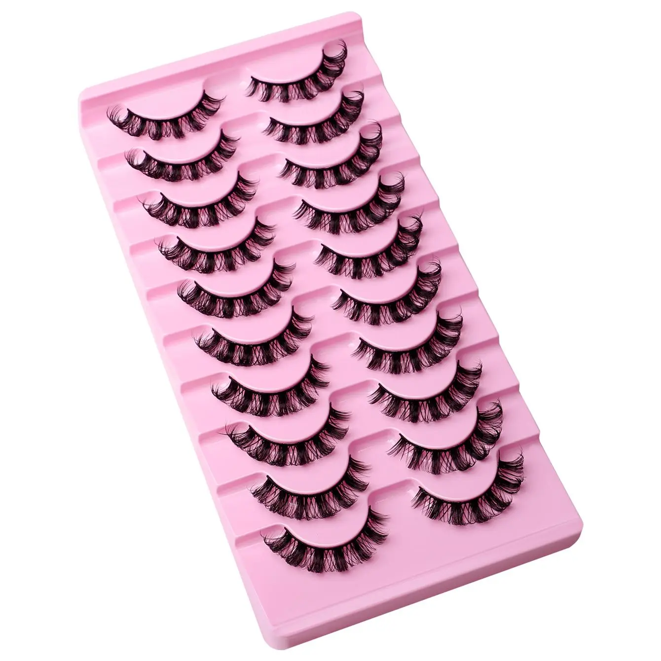 D Curl Fluffy False Eyelashes Cluster, 10 Pairs Faux Cluster Natural Curling Eyelash for Lashes Extensions, Volumized Fake Eyelashes for  Eye Makeup Enhancement