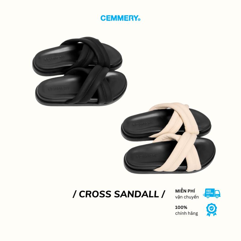 Dép CEMMERY Local Brand Chính Hãng Cross Sandals Quai Chéo chất liệu PU  Đế Bằng Nam Nữ 2 màu