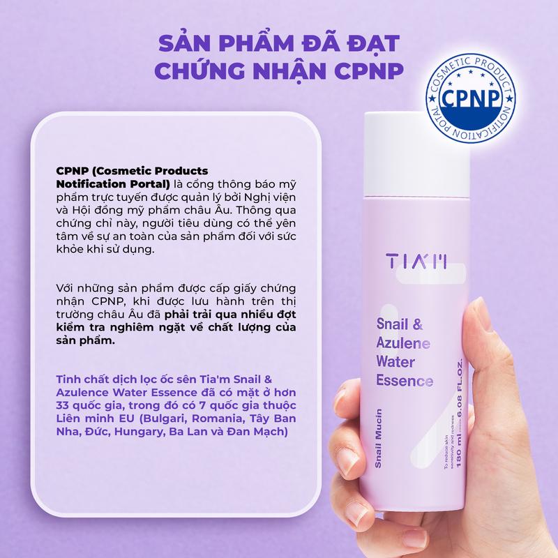 [KOL] - Tinh Chất Dịch Lọc Ốc Sên Hỗ Trợ Làm Dịu Và Hỗ Trợ Phục Hồi Dành Cho Da Dầu Mụn, Nhạy CảmTIA'M Snail & Azulene Water Essence 180ML Nữ 5