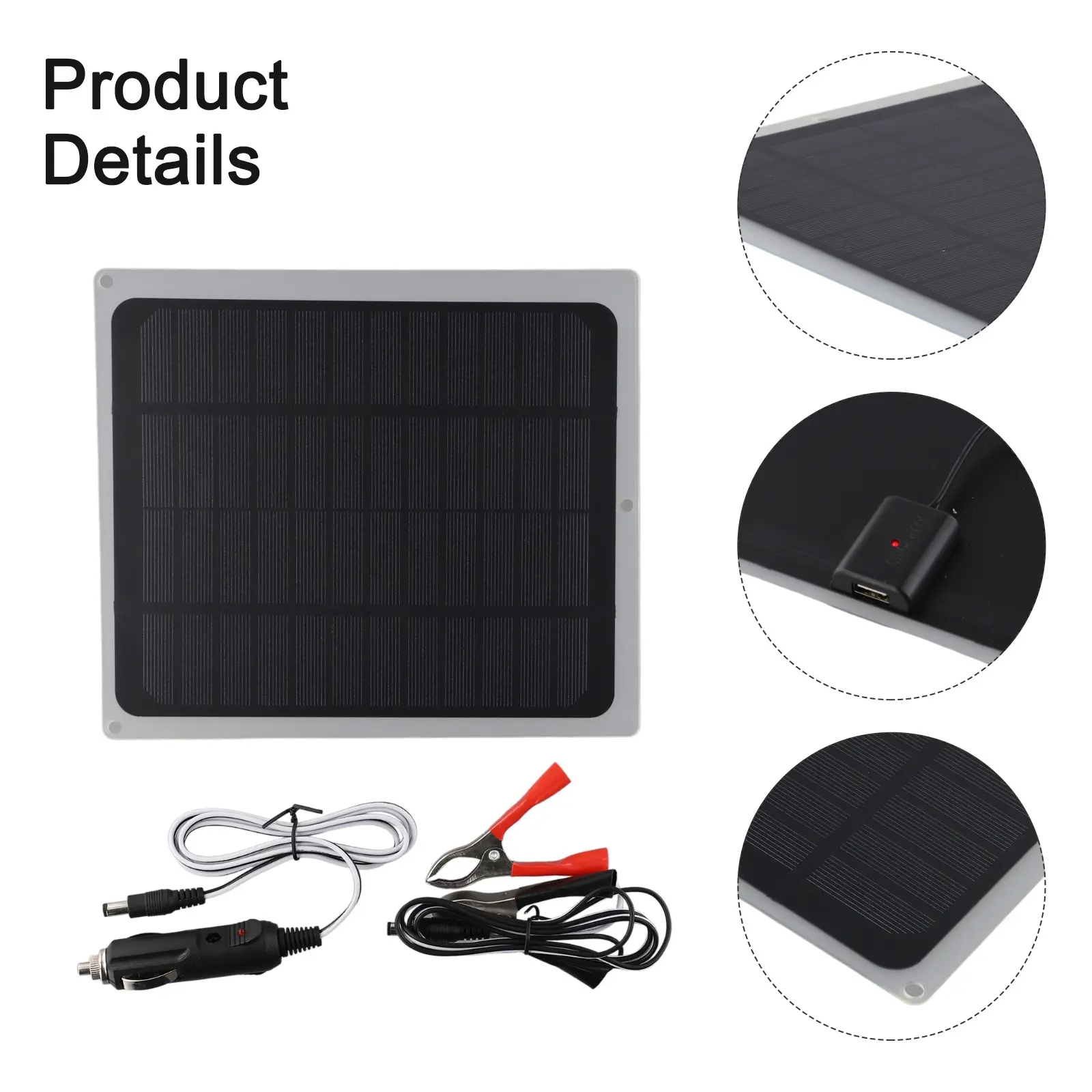 20W Solar Panel 12V Trickle Charger Maintainer Boat Car RV Battery Charger Kit