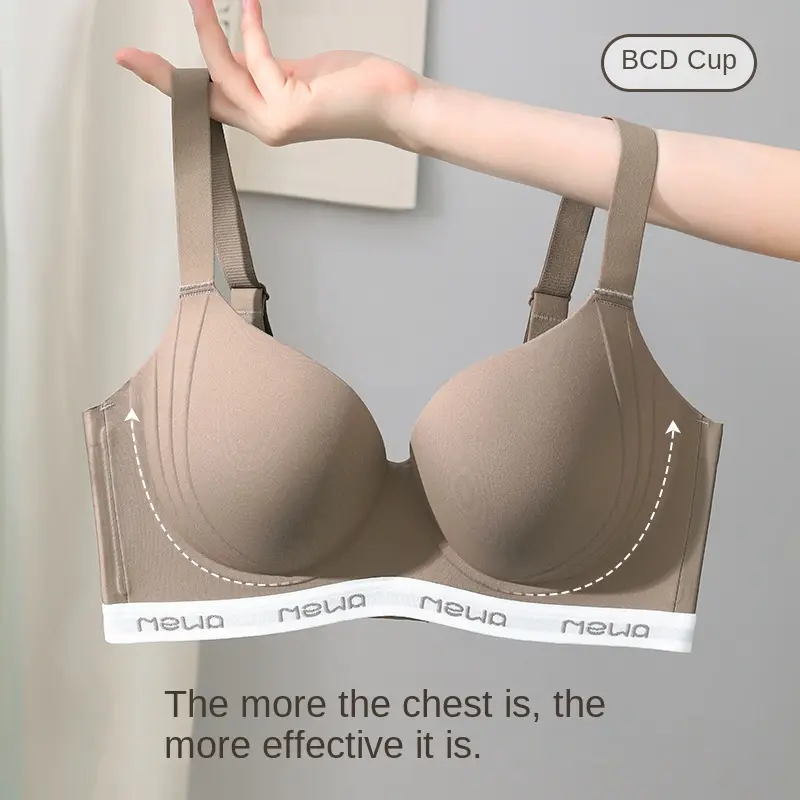 Summer Seamless Push up Bra Women's Thin Big Breast Small Push up Anti-SAG Breast Holding Adjustable plus Size Bra