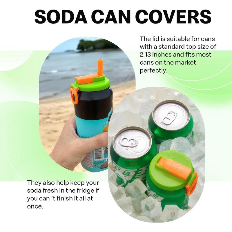Product Introduction of Random Color Can Lid, Reusable Can Cover with Silicone Straw, Can Lid for Soda, Drink, Juice, Soda, Leak Proof Design Can Lid for Car, Travel, Outdoor, Plastic, Portable 7