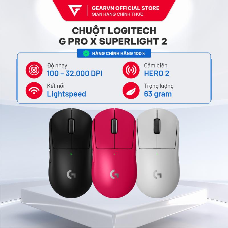 Chuột LOGITECH G Pro X Superlight 2 (Không dây/ 63g/ 32000DPI/ Pin 95h/ Sạc type C)/Chuột Logitech G Pro X Superlight 2 Dex Wireless