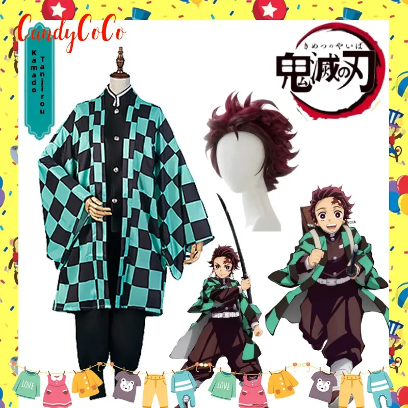 Áo choàng cosplay Demon Slayer Kamado tanjrou kimetsu no Yaiba, dành cho người lớn và trẻ em, phong cách Anime 0