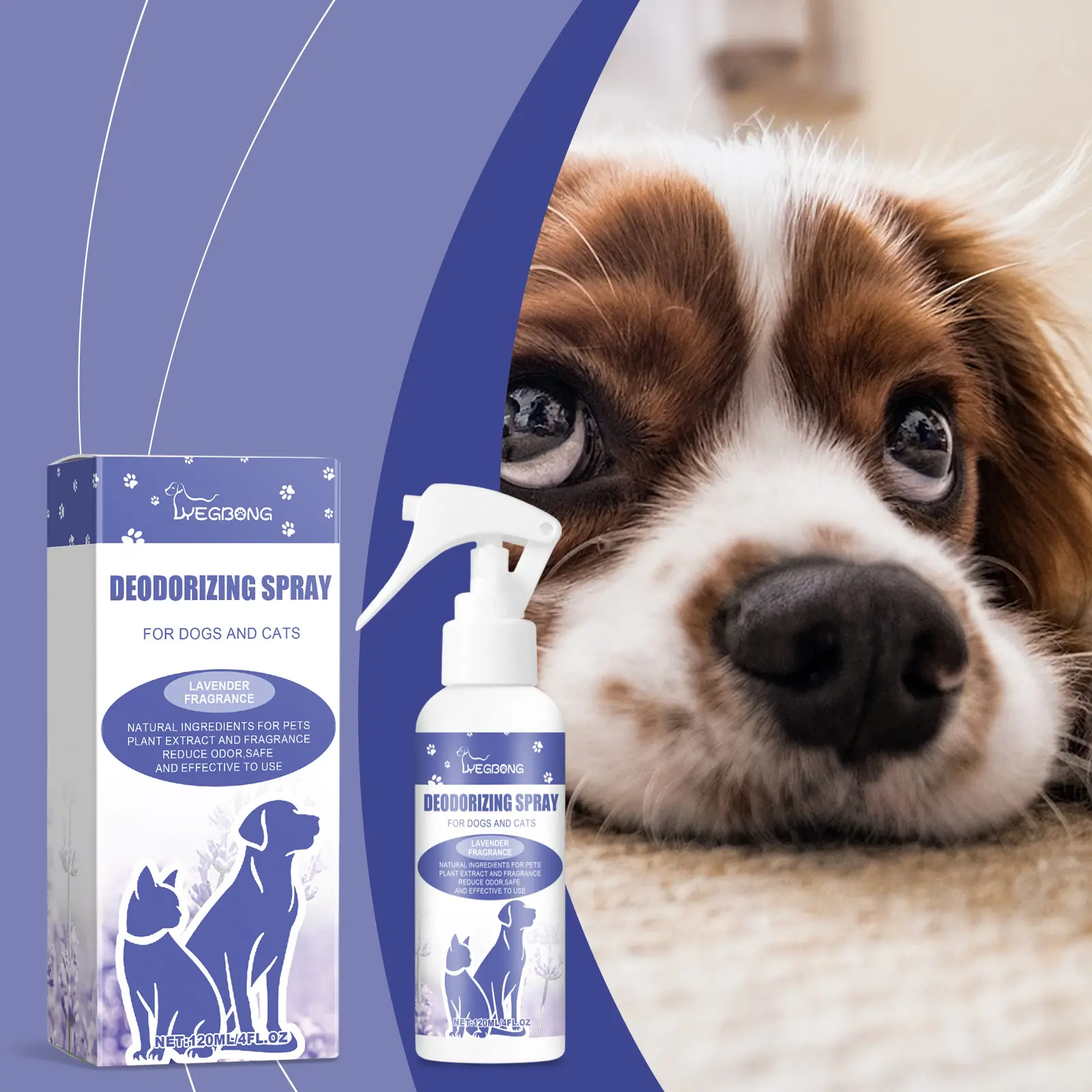 [Ready Stock & Cod] Yegbong Deodorant for Pets Remove Pet Odor Fresh Lavender Flavor Pet Deodorant Spray