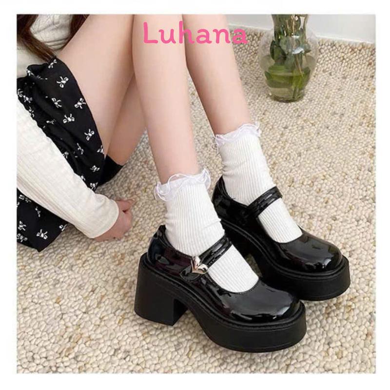 Luhana giày lolita nữ đế cao thời trang phong cách hiện đại mary jane giày cao gót đế đốc đẹp xinh 2