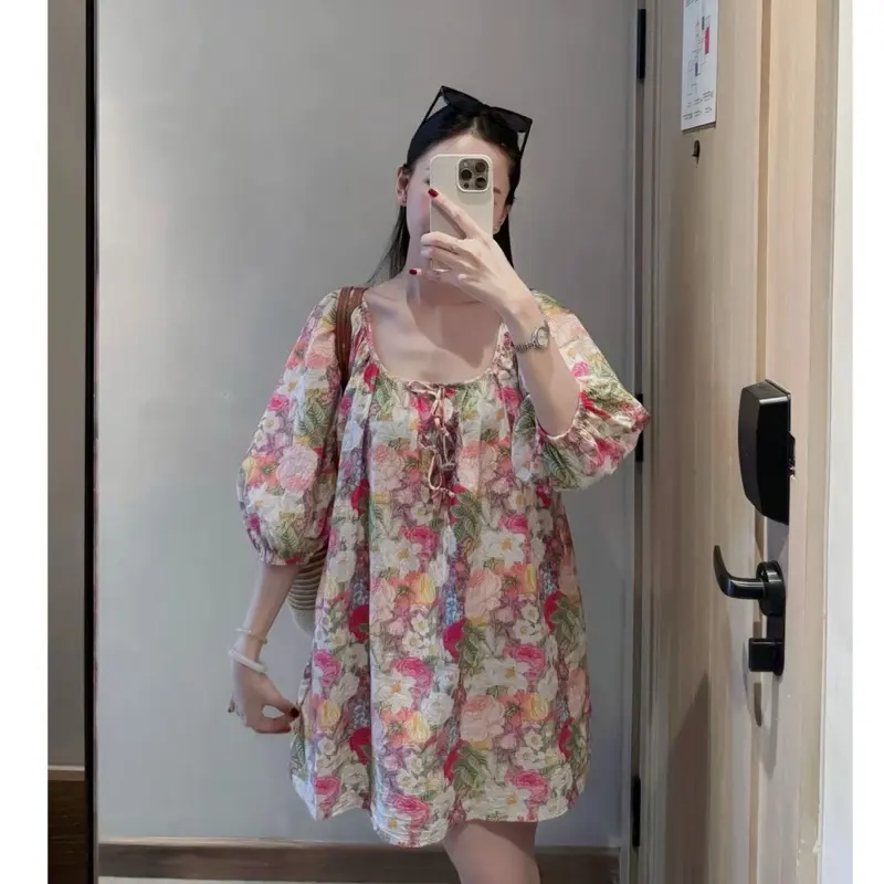 Váy hoa tay bồng HM xuất dư Trung