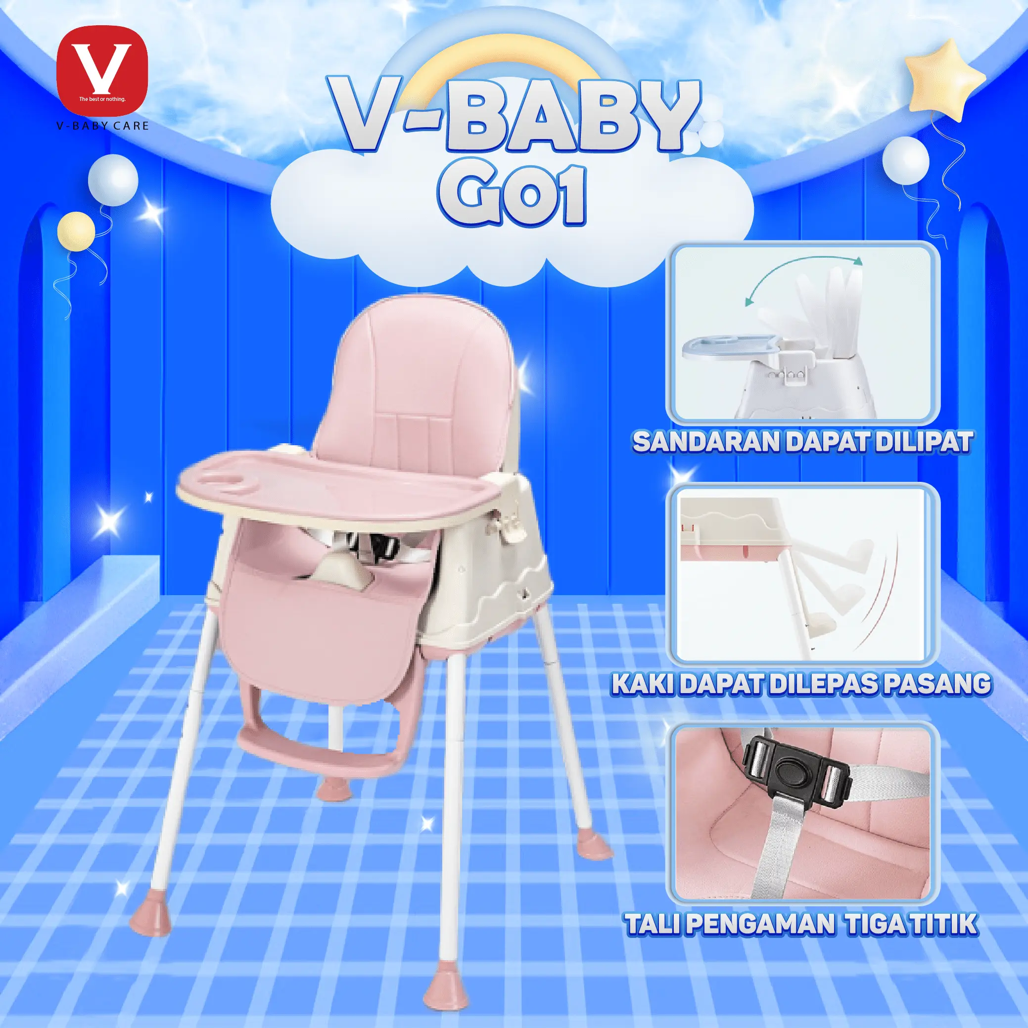 V-BABY CARE My Chair (Baby Booster & High Chair) : 6 Growing Stages/VBABY-G01