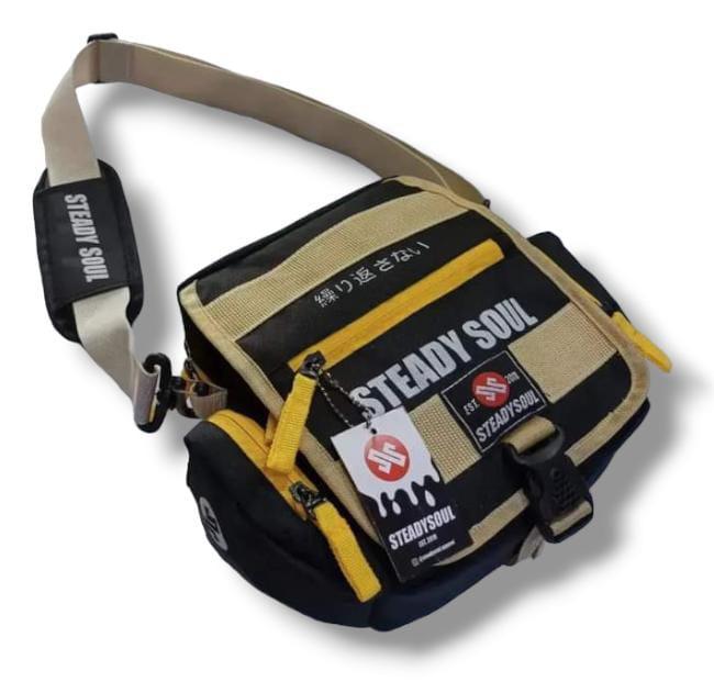 SLING BAG TAS SELEMPANG PRIA DAN WANITA DISTRO ORIGINAL STEADYSOUL Cowok Slingbag Polos Hitam Kulit PU 3