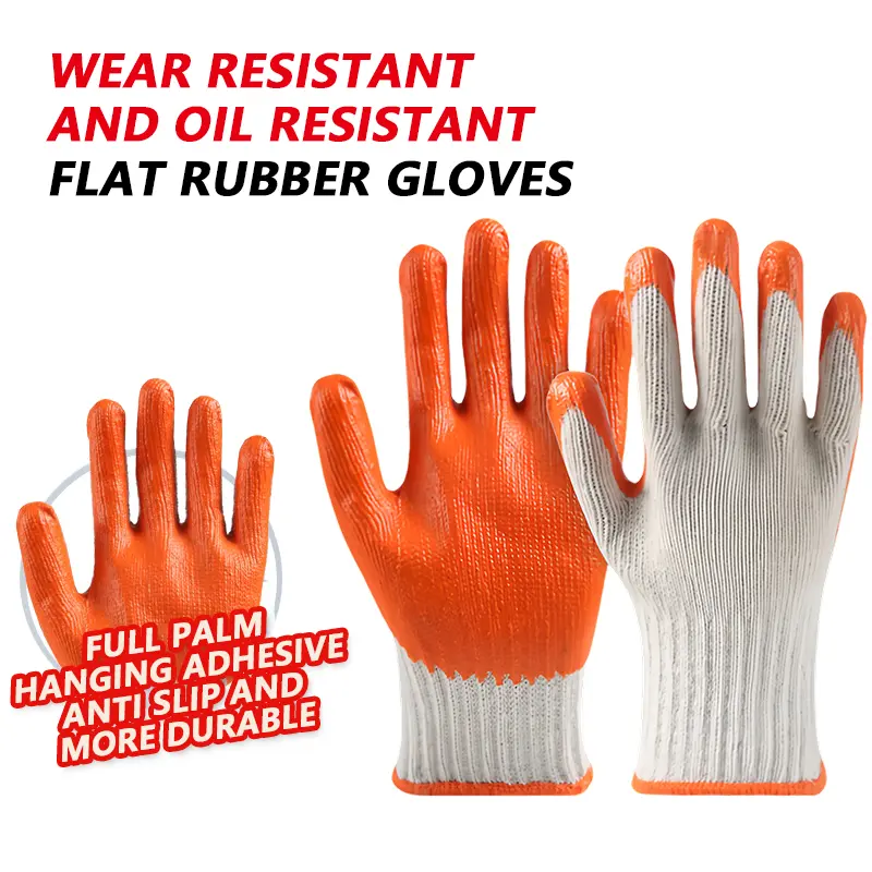 12 Pairs Labor protection supplies seven needle flat rubber thickened non-slip wear-resistant work construction site coated rubber dipped rubber gloves