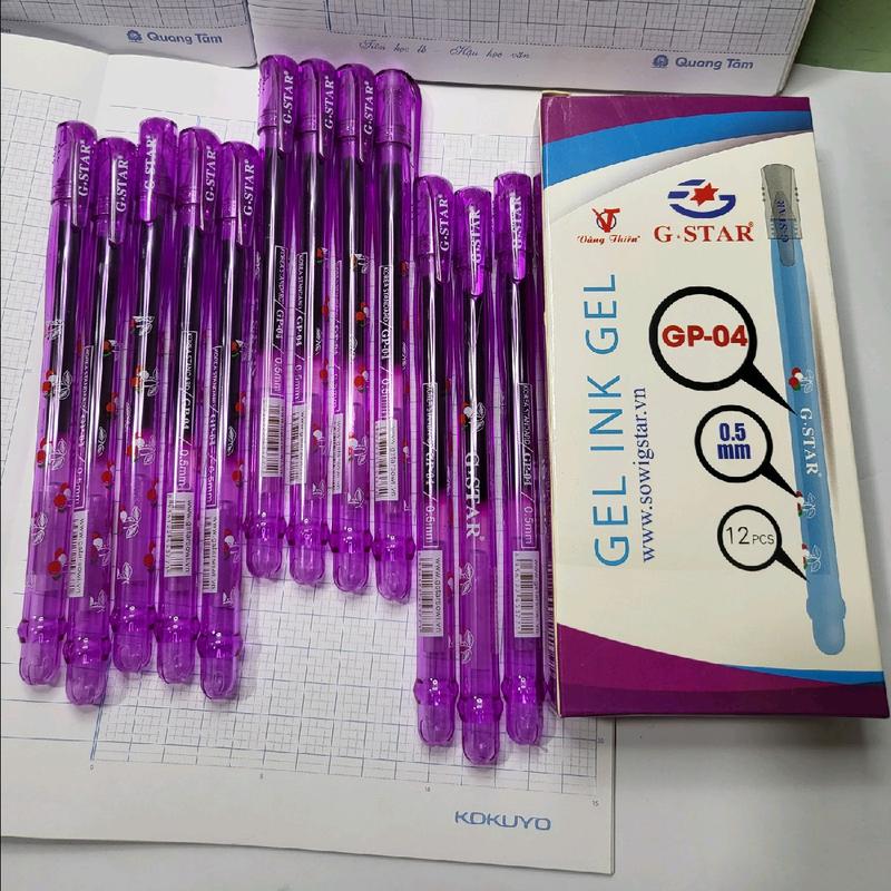 Bút mực nước tím hộp 12 cây viết êm ống mực to,mực xuống đều, Gstar GP04