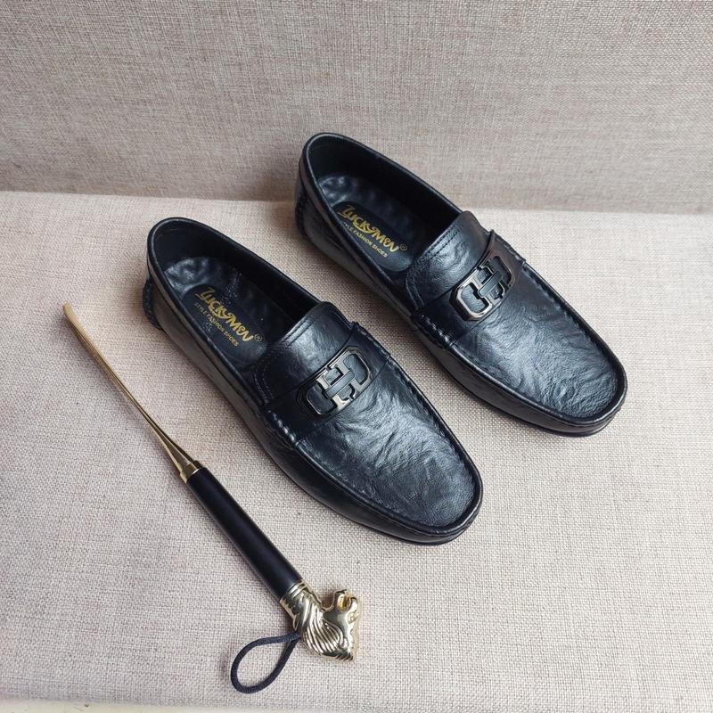 Giày Lười Da Bò Nam-Giày Mọi Nam Mũi tròn đế cao su đúc Shoes Đế Bằng giay dabo 6
